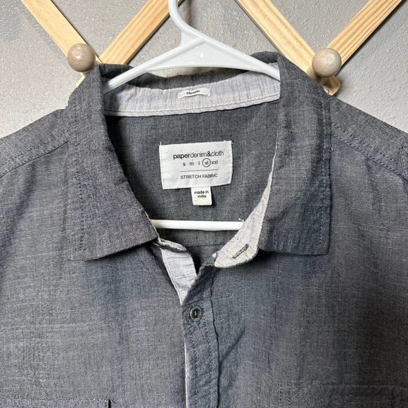 PAPER Denim and Cloth, Gray Short Sleeve Button Down Shirt, Men's XL - Picture 4 of 6